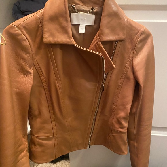 HUGO BOSS tan leather jacket - Picture 1 of 7